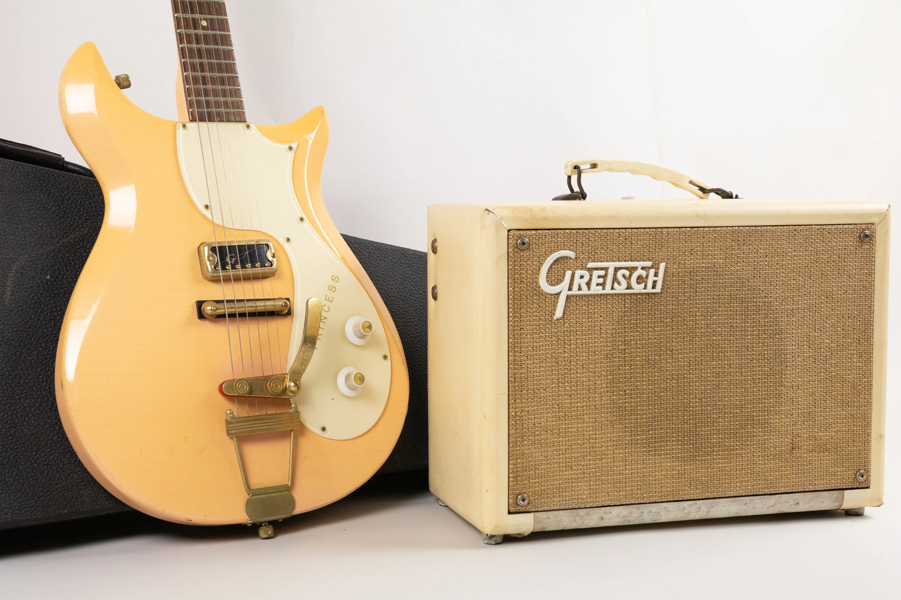 1962 Gretsch Princess (6106) Pink/White & Princess Amp - Image 7