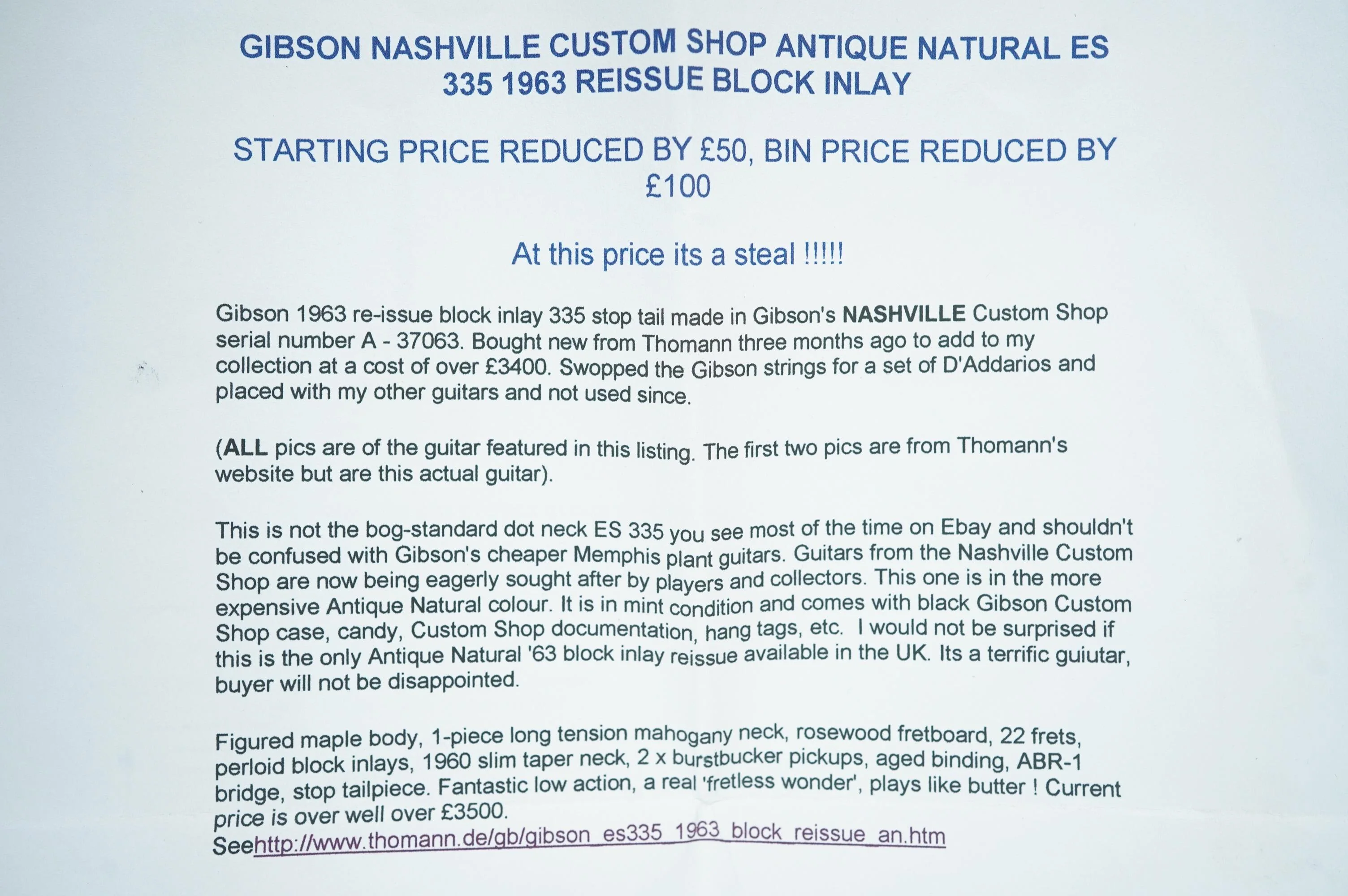 2011 Gibson ES-335 ‘63 Nashville Custom Shop Reissue Blonde + OHSC + Candy - Image 14