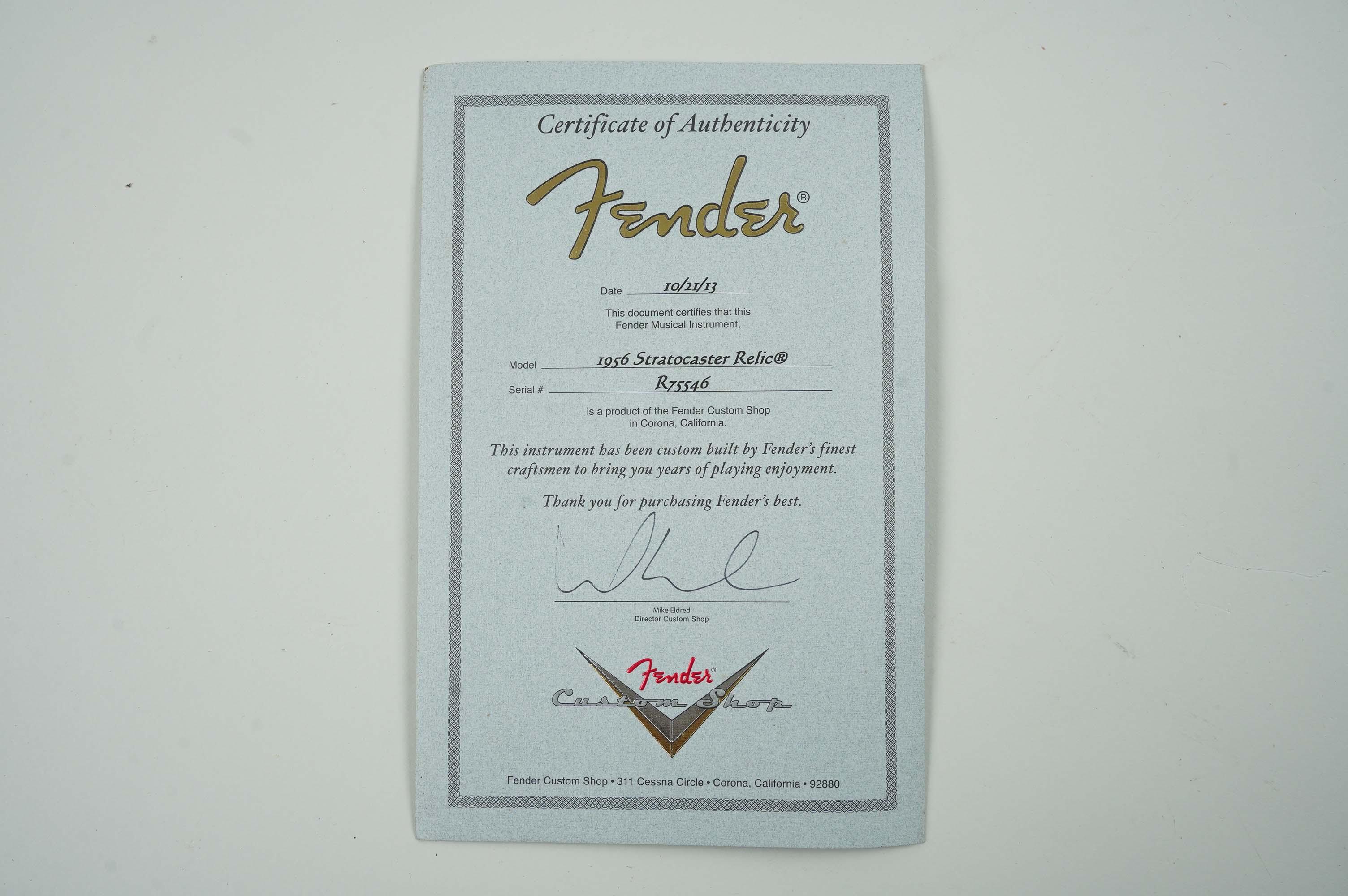 2013 Fender Custom Shop 1956 Stratocaster Relic, Black - Image 8